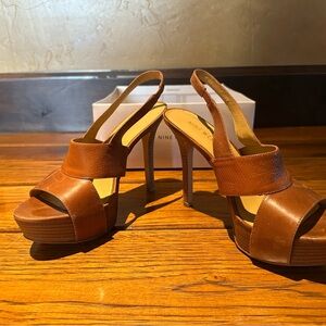 Nine West "Fair Game" Brown Platform Heels